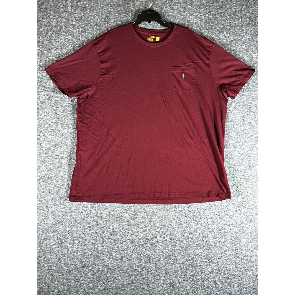 Polo Ralph Lauren Mens 3XB Burgundy Short Sleeve Pocket T-Shirt Maroon Pony Logo